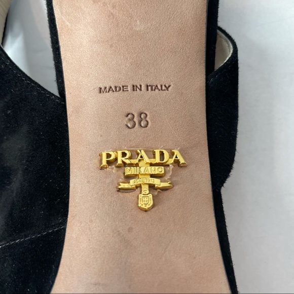 Prada Black Suede d'Orsay Open toe Sling Back Heel - Picture 8 of 12